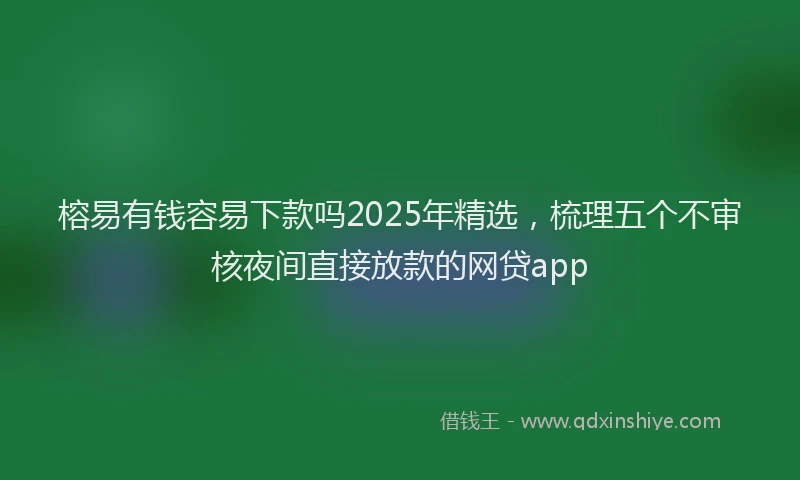 榕易有钱容易下款吗2025年精选，梳理五个不审核夜间直接放款的网贷app