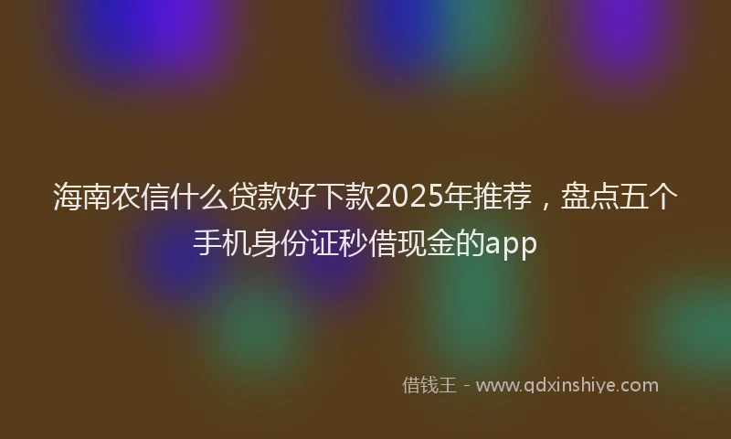 海南农信什么贷款好下款2025年推荐，盘点五个手机身份证秒借现金的app
