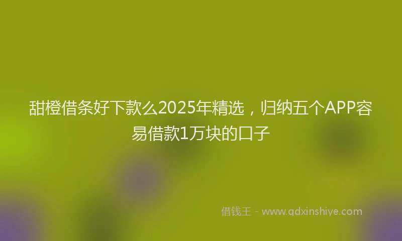 甜橙借条好下款么2025年精选，归纳五个APP容易借款1万块的口子