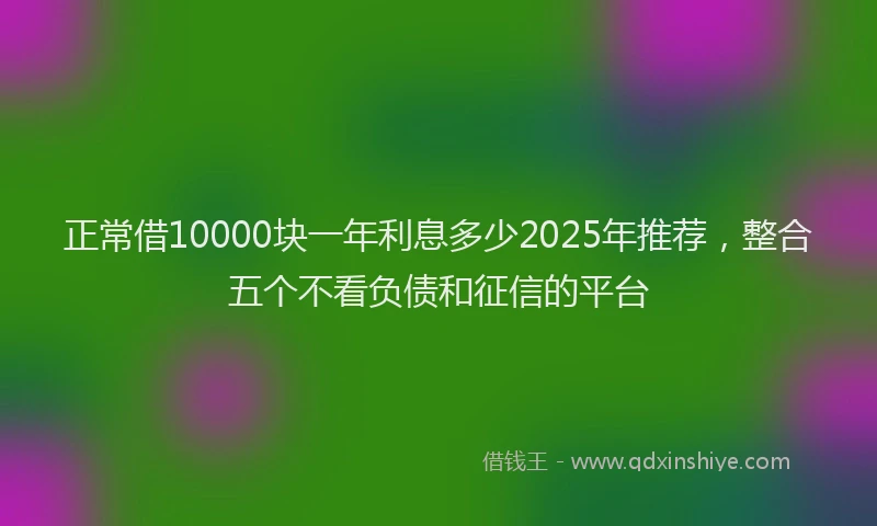 正常借10000块一年利息多少2025年推荐，整合五个不看负债和征信的平台
