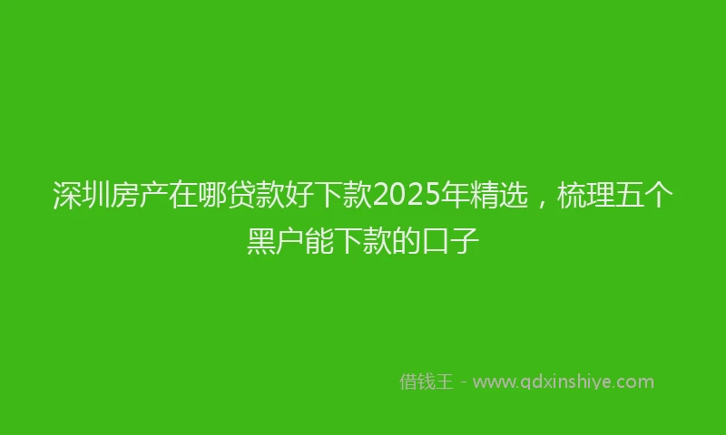 深圳房产在哪贷款好下款2025年精选，梳理五个黑户能下款的口子