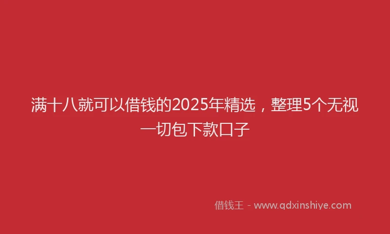 满十八就可以借钱的2025年精选，整理5个无视一切包下款口子