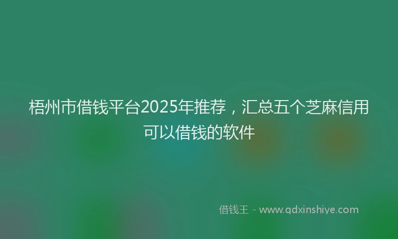 梧州市借钱平台2025年推荐，汇总五个芝麻信用可以借钱的软件