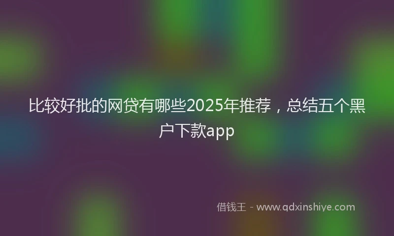 比较好批的网贷有哪些2025年推荐，总结五个黑户下款app