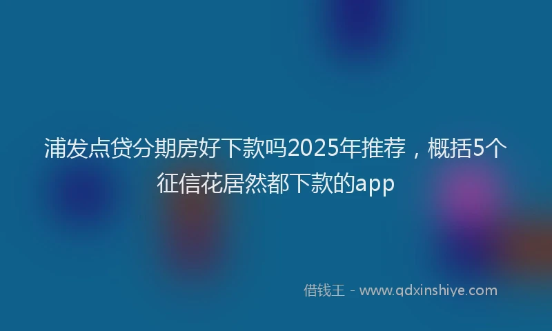 浦发点贷分期房好下款吗2025年推荐，概括5个征信花居然都下款的app