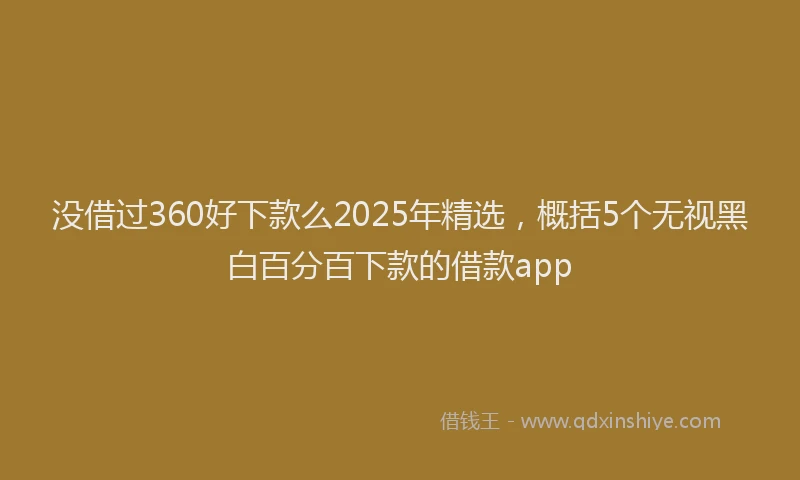 没借过360好下款么2025年精选，概括5个无视黑白百分百下款的借款app