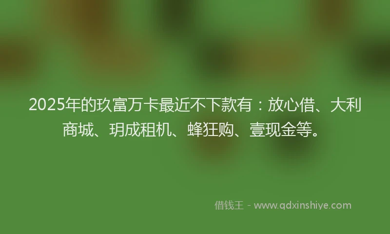 2025年的玖富万卡最近不下款有：放心借、大利商城、玥成租机、蜂狂购、壹现金等。