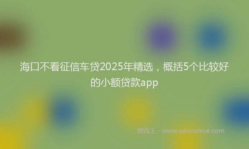 海口不看征信车贷2025年精选，概括5个比较好的小额贷款app