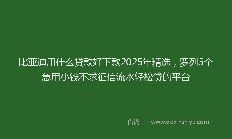 比亚迪用什么贷款好下款2025年精选，罗列5个急用小钱不求征信流水轻松贷的平台