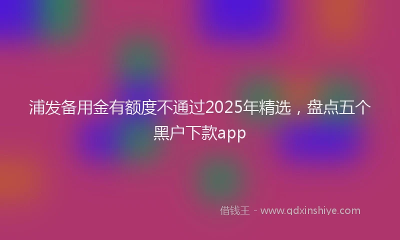 浦发备用金有额度不通过2025年精选，盘点五个黑户下款app
