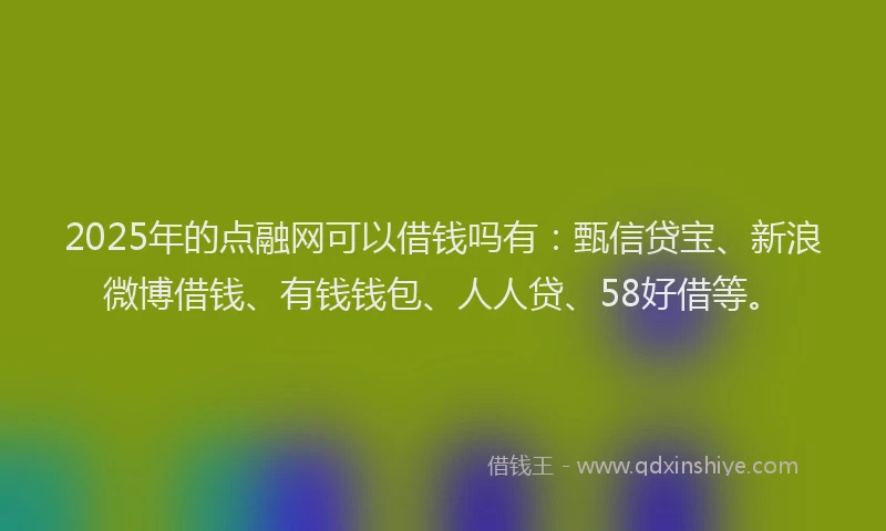 2025年的点融网可以借钱吗有：甄信贷宝、新浪微博借钱、有钱钱包、人人贷、58好借等。