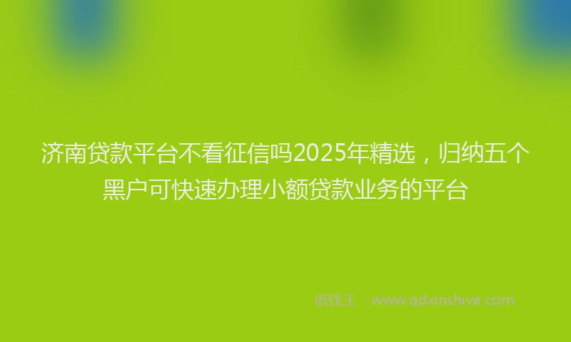 济南贷款平台不看征信吗2025年精选，归纳五个黑户可快速办理小额贷款业务的平台