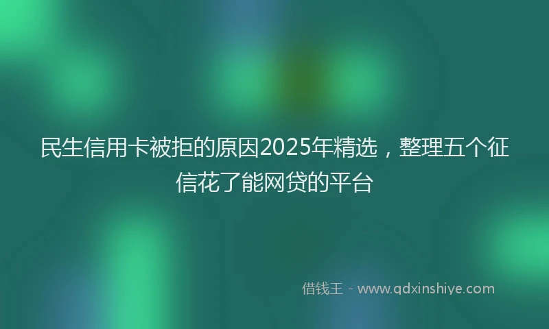 民生信用卡被拒的原因2025年精选，整理五个征信花了能网贷的平台