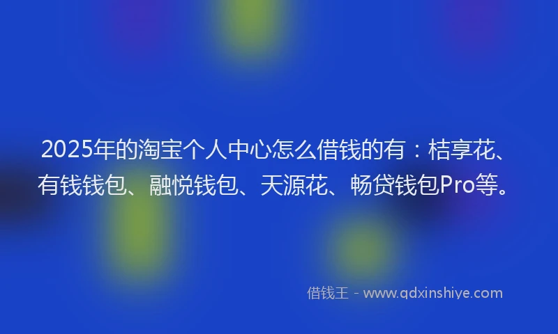 2025年的淘宝个人中心怎么借钱的有：桔享花、有钱钱包、融悦钱包、天源花、畅贷钱包Pro等。
