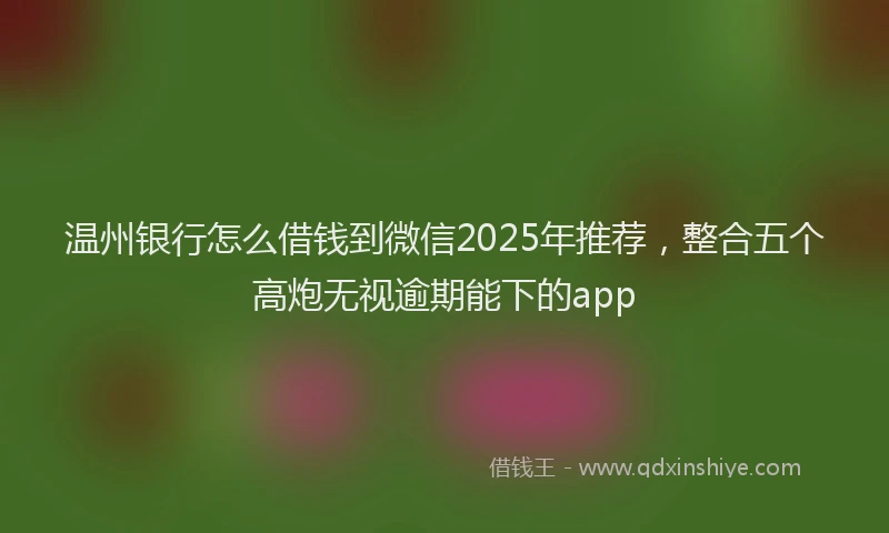 温州银行怎么借钱到微信2025年推荐，整合五个高炮无视逾期能下的app