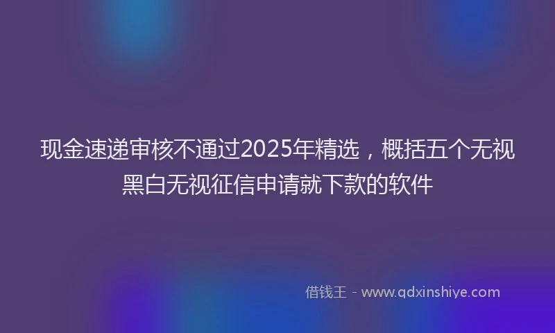 现金速递审核不通过2025年精选，概括五个无视黑白无视征信申请就下款的软件