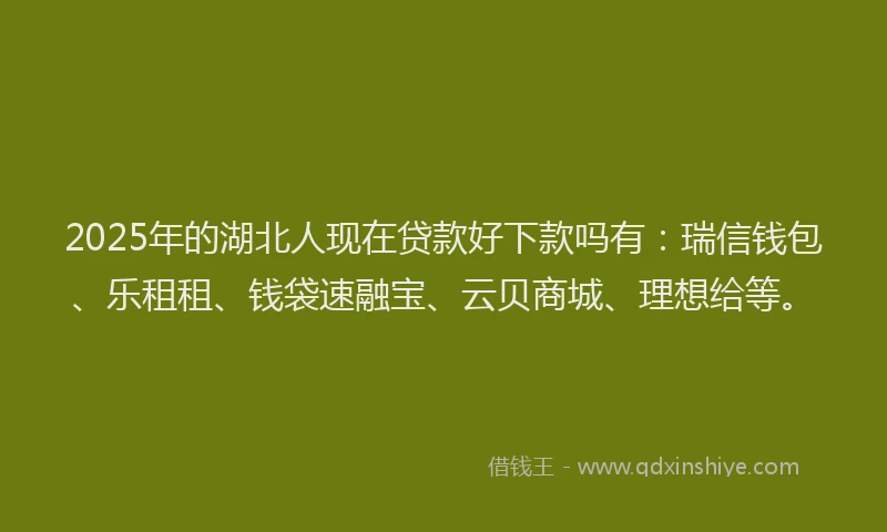 2025年的湖北人现在贷款好下款吗有：瑞信钱包、乐租租、钱袋速融宝、云贝商城、理想给等。