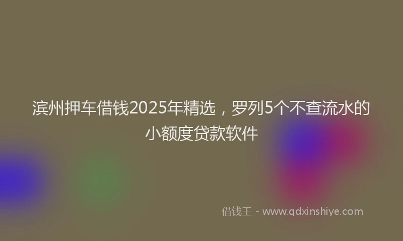 滨州押车借钱2025年精选，罗列5个不查流水的小额度贷款软件