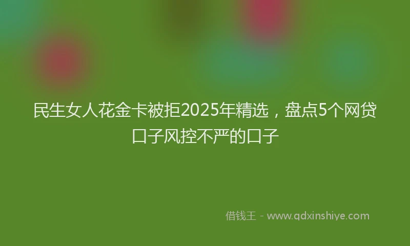 民生女人花金卡被拒2025年精选，盘点5个网贷口子风控不严的口子