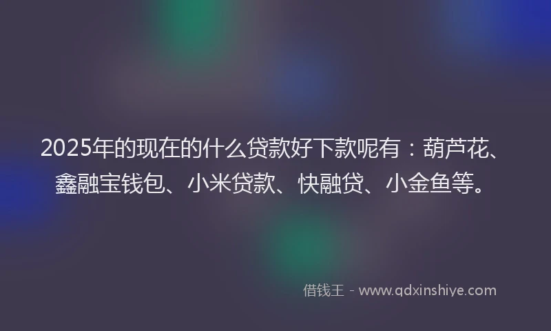 2025年的现在的什么贷款好下款呢有：葫芦花、鑫融宝钱包、小米贷款、快融贷、小金鱼等。