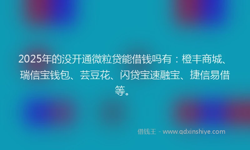 2025年的没开通微粒贷能借钱吗有：橙丰商城、瑞信宝钱包、芸豆花、闪贷宝速融宝、捷信易借等。