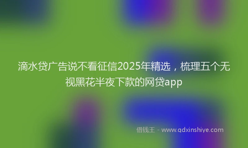 滴水贷广告说不看征信2025年精选，梳理五个无视黑花半夜下款的网贷app