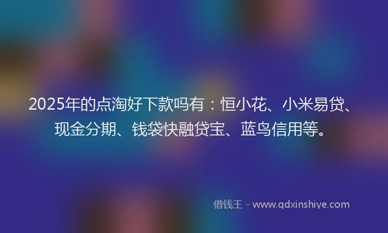 2025年的点淘好下款吗有：恒小花、小米易贷、现金分期、钱袋快融贷宝、蓝鸟信用等。