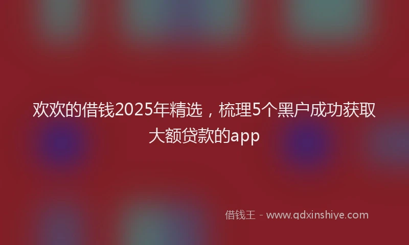 欢欢的借钱2025年精选，梳理5个黑户成功获取大额贷款的app