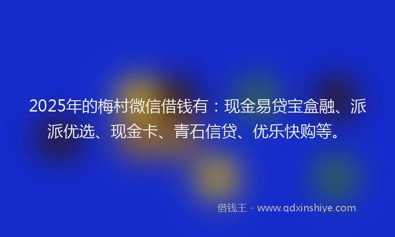 2025年的梅村微信借钱有：现金易贷宝盒融、派派优选、现金卡、青石信贷、优乐快购等。