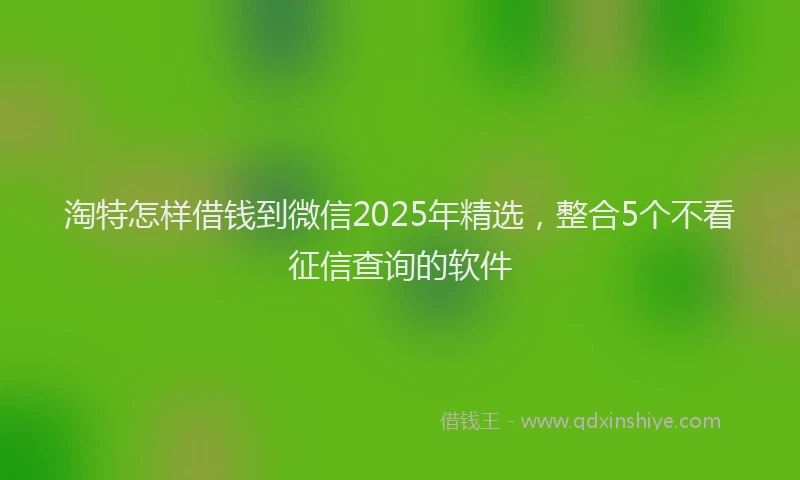 淘特怎样借钱到微信2025年精选，整合5个不看征信查询的软件