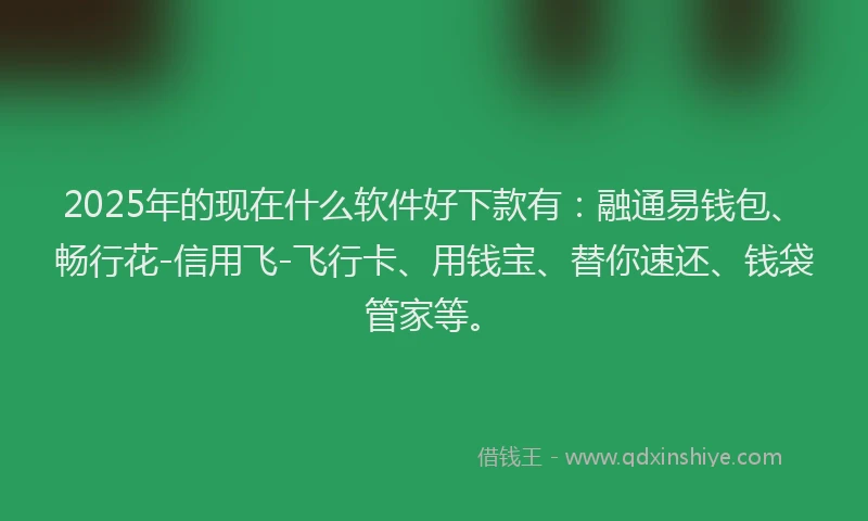2025年的现在什么软件好下款有：融通易钱包、畅行花-信用飞-飞行卡、用钱宝、替你速还、钱袋管家等。