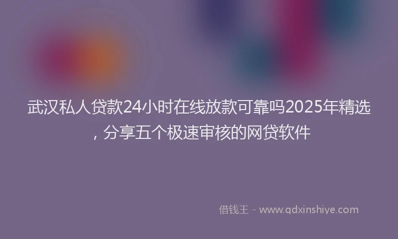 武汉私人贷款24小时在线放款可靠吗2025年精选，分享五个极速审核的网贷软件