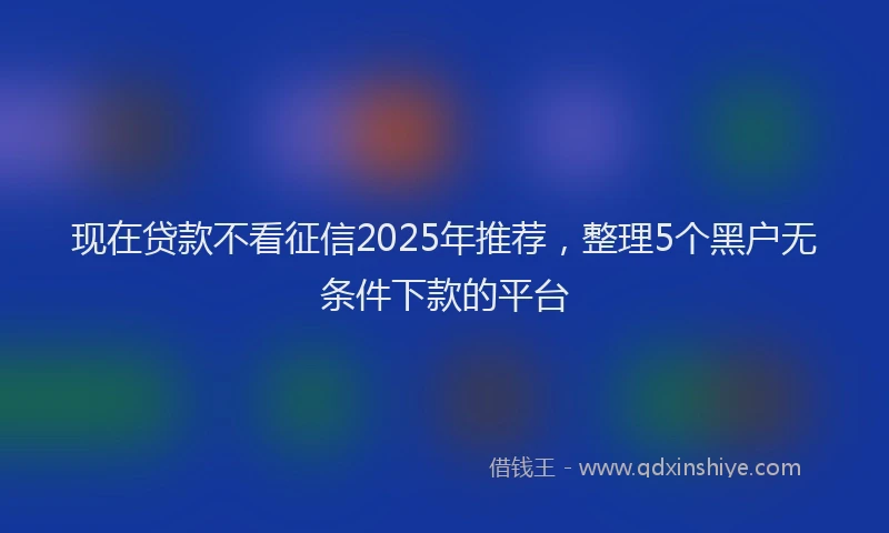 现在贷款不看征信2025年推荐，整理5个黑户无条件下款的平台