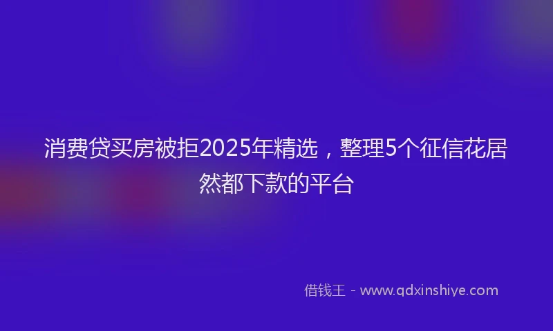 消费贷买房被拒2025年精选，整理5个征信花居然都下款的平台
