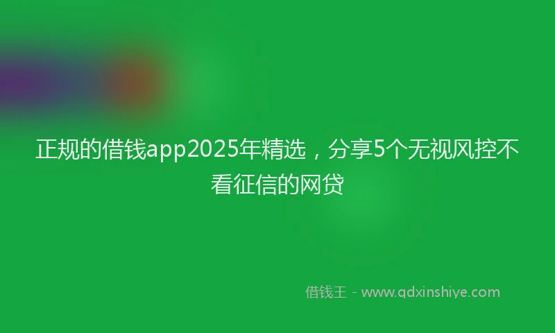 正规的借钱app2025年精选，分享5个无视风控不看征信的网贷