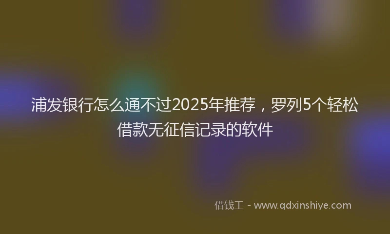 浦发银行怎么通不过2025年推荐，罗列5个轻松借款无征信记录的软件