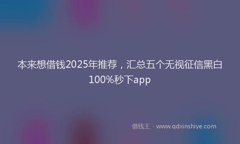本来想借钱2025年推荐，汇总五个无视征信黑白100%秒下app