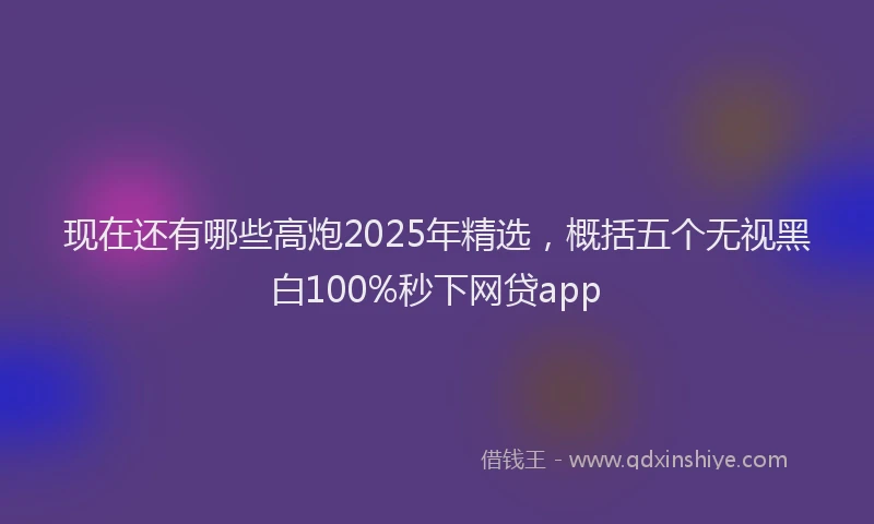 现在还有哪些高炮2025年精选，概括五个无视黑白100%秒下网贷app