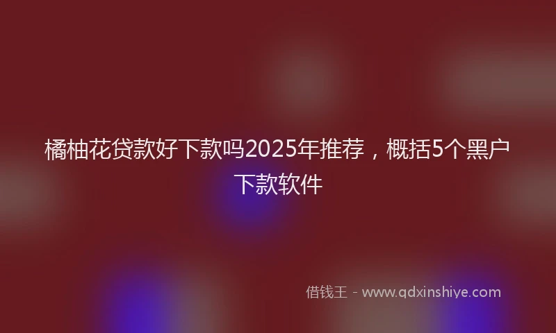 橘柚花贷款好下款吗2025年推荐，概括5个黑户下款软件
