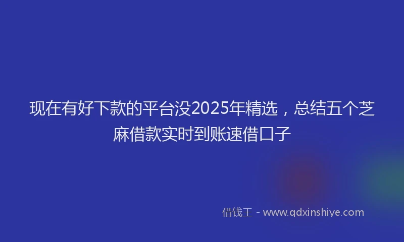 现在有好下款的平台没2025年精选，总结五个芝麻借款实时到账速借口子