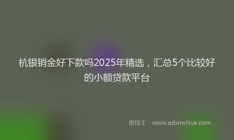 杭银销金好下款吗2025年精选，汇总5个比较好的小额贷款平台