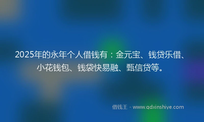 2025年的永年个人借钱有：金元宝、钱贷乐借、小花钱包、钱袋快易融、甄信贷等。