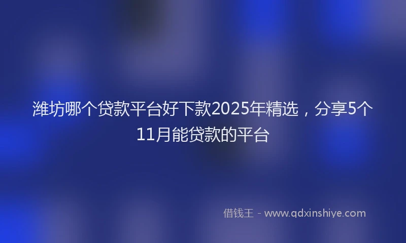 潍坊哪个贷款平台好下款2025年精选，分享5个11月能贷款的平台