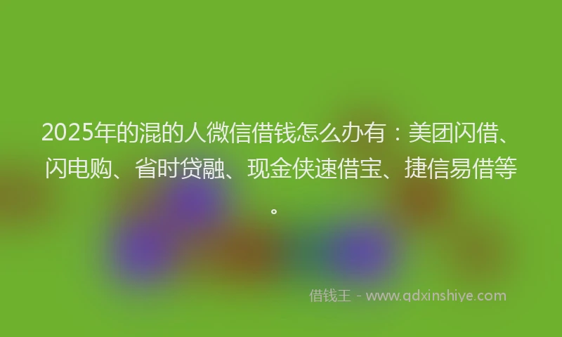 2025年的混的人微信借钱怎么办有：美团闪借、闪电购、省时贷融、现金侠速借宝、捷信易借等。