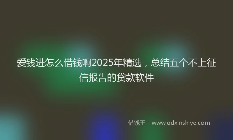 爱钱进怎么借钱啊2025年精选，总结五个不上征信报告的贷款软件