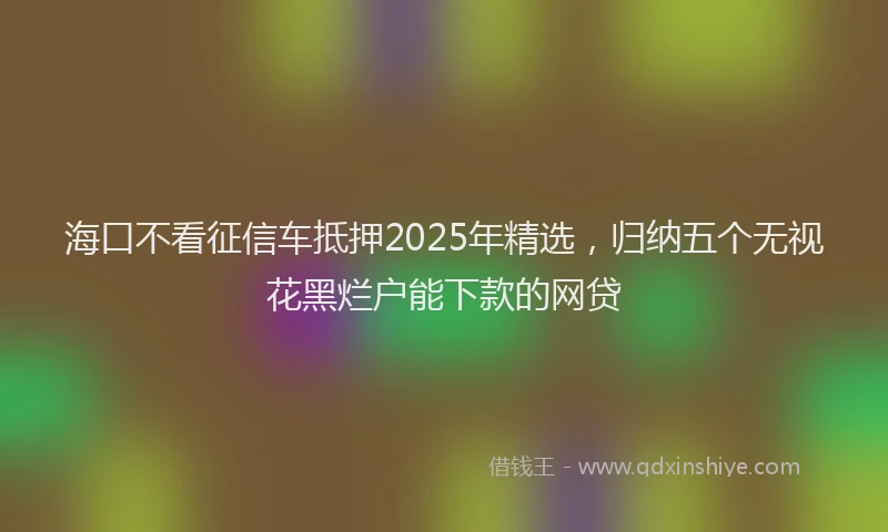 海口不看征信车抵押2025年精选，归纳五个无视花黑烂户能下款的网贷