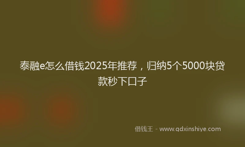 泰融e怎么借钱2025年推荐，归纳5个5000块贷款秒下口子