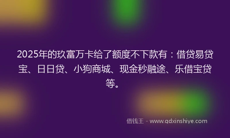 2025年的玖富万卡给了额度不下款有：借贷易贷宝、日日贷、小狗商城、现金秒融途、乐借宝贷等。