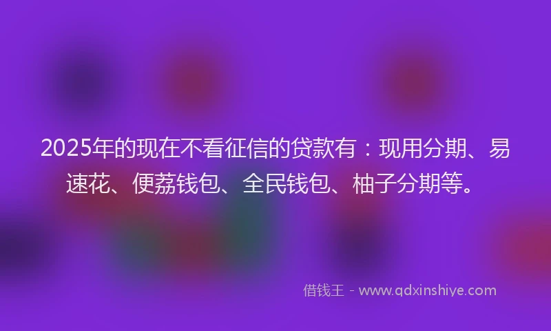 2025年的现在不看征信的贷款有：现用分期、易速花、便荔钱包、全民钱包、柚子分期等。