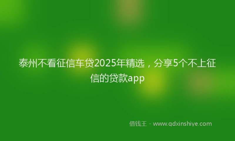 泰州不看征信车贷2025年精选，分享5个不上征信的贷款app